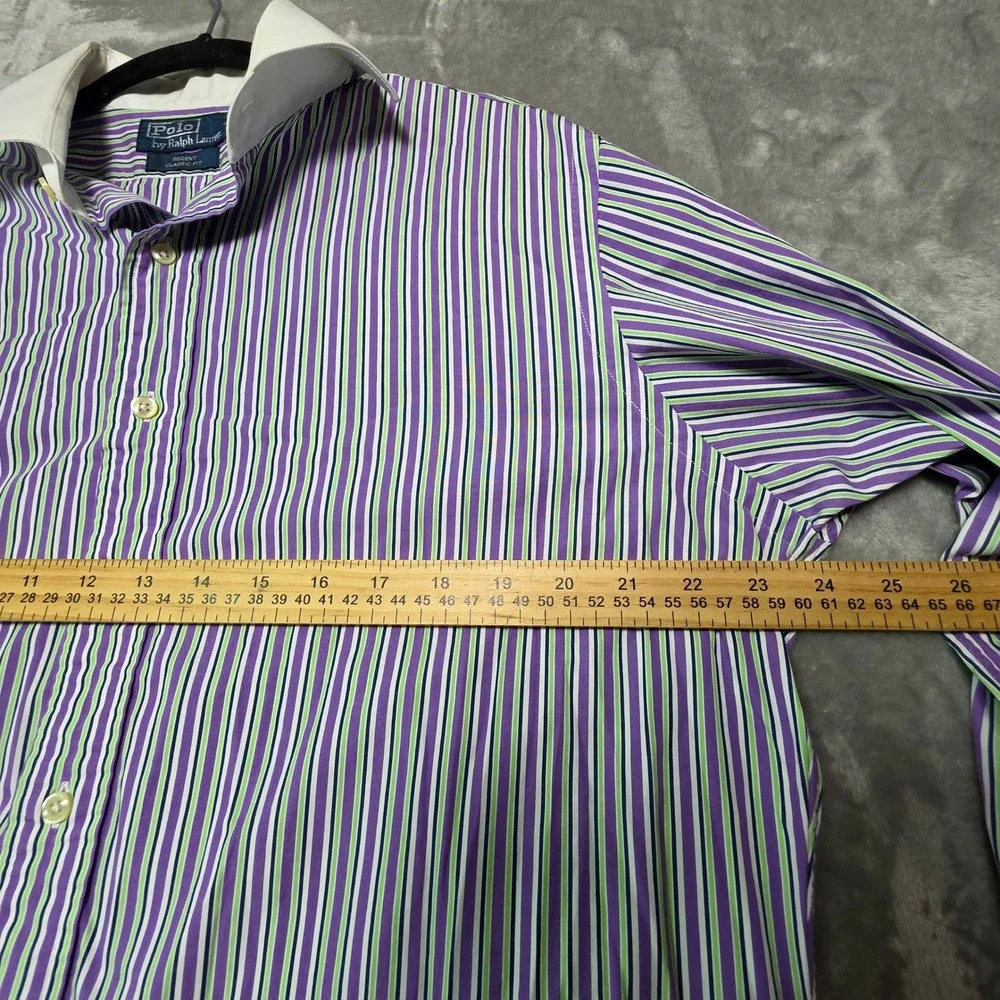 Polo Ralph Lauren Regent Classic Fit Mens Shirt 16 32/33 Purple Green Stripe